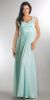 V-Neck Lace Top Empire Cut Long Bridesmaid Dress in Aqua